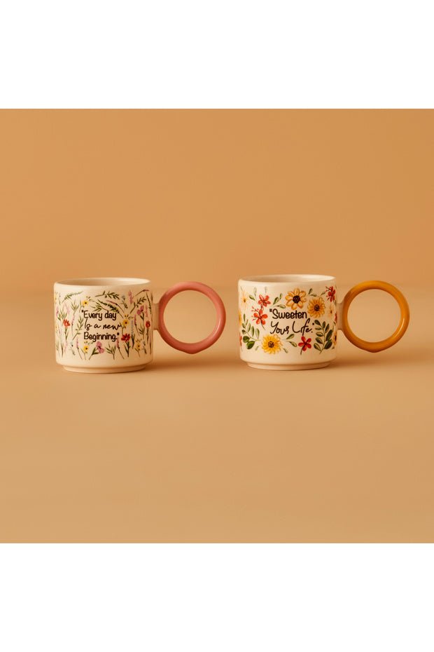 Bella Maison Flores Professional Ceramic Tea & Coffee Cup Set - 2 x 270ml - TryAladdin