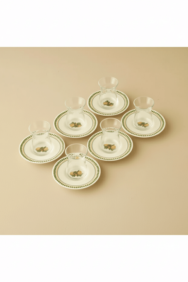 Bella Maison Lemoncello Professional Porcelain Turkish Tea Glass Set - 6 x 170ml - TryAladdin