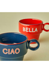 Bella Maison Line Premium Porcelain Espresso Cup Set - Blue & Red, 2 x 105ml - TryAladdin