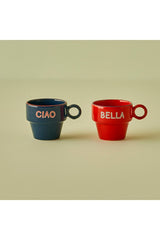 Bella Maison Line Premium Porcelain Espresso Cup Set - Blue & Red, 2 x 105ml - TryAladdin