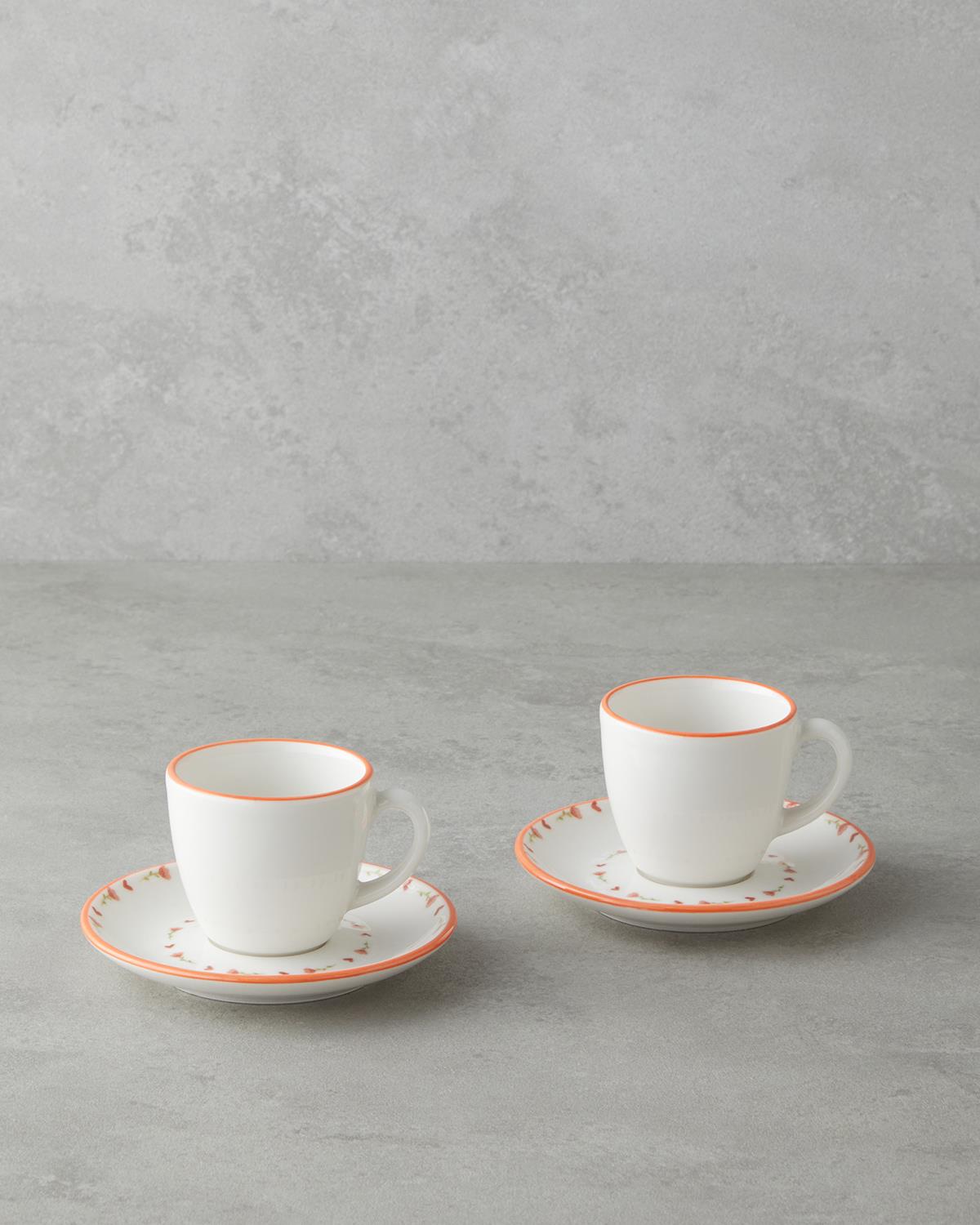 Elegant Bone Porcelain Coffee Cup Set   2 Person   90ml Colorful