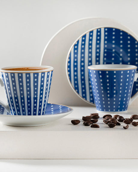 Premium Porcelain Coffee Cup Set   4 Piece   Navy Blue