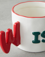 Professional Stoneware Beverage Mug   Red Green   Festive Design