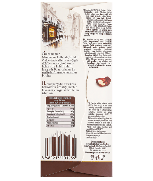 Beyoglu 1968 Istiklal Classic Milk Chocolate with Whole Roasted Hazelnuts - 6.00 oz (170g) - TryAladdin