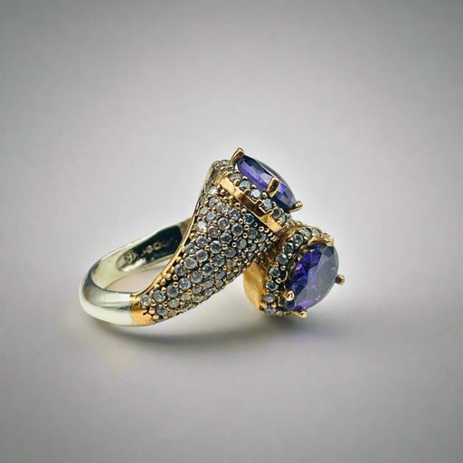 Beyoglu | 925K Silver Amethyst Double Ring