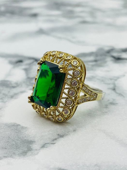 Beyoglu | 925K Silver Emerald Vintage Ring