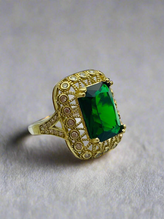 Beyoglu | 925K Silver Emerald Vintage Ring