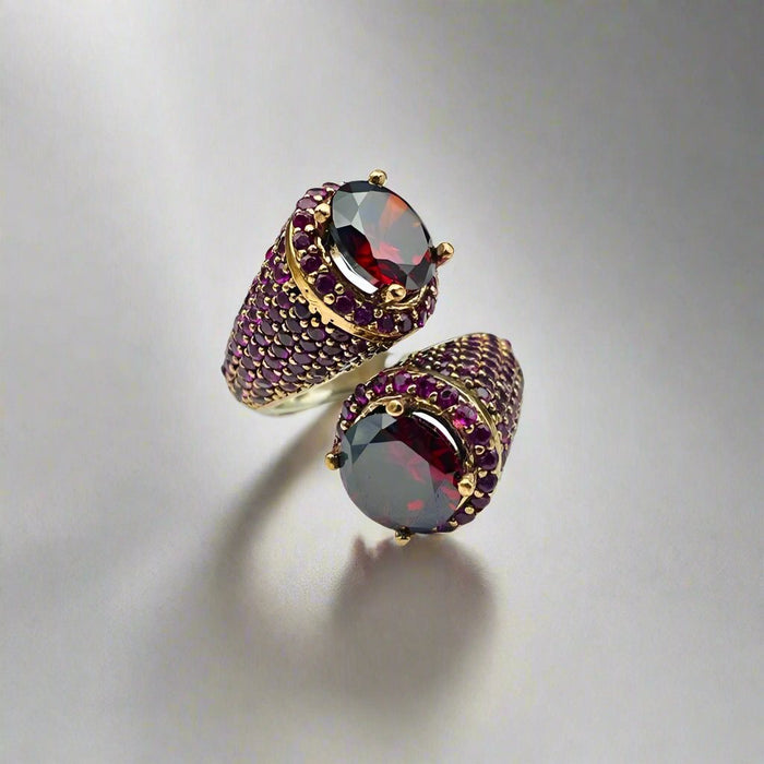 Beyoglu | 925K Silver Ruby Double Ring