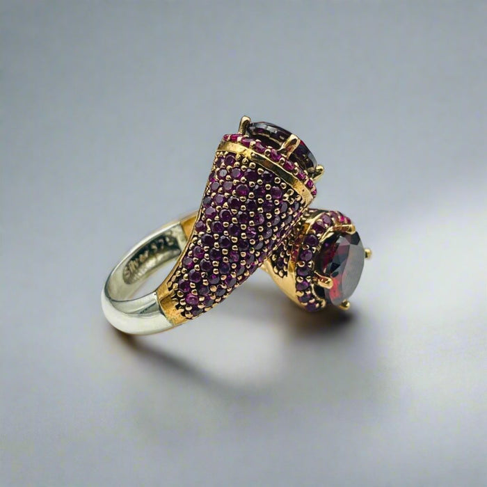 Beyoglu | 925K Silver Ruby Double Ring