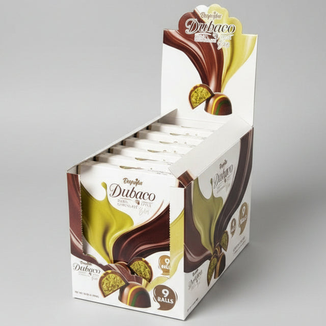 Beyoglu Dubaco Luxury Dubai Style Pistachio & Kadaif Filled Pralines - 9 Piece Gift Box - 3.49 oz (99g) - TryAladdin