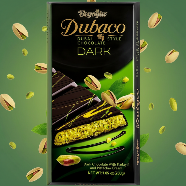 Beyoglu Dubaco Premium Dubai Style Dark Chocolate with Pistachio Cream & Crispy Kadaif - 7.05 oz (200g) - TryAladdin