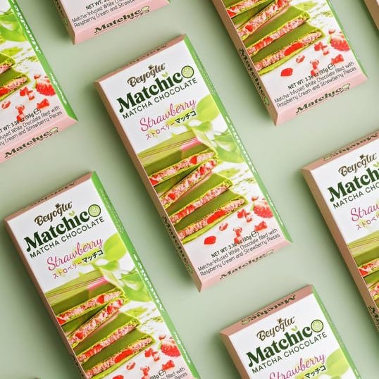 Beyoglu Matchico Premium Matcha Infused White Chocolate with Strawberry & Raspberry Cream - 3.36 oz (95g) - TryAladdin