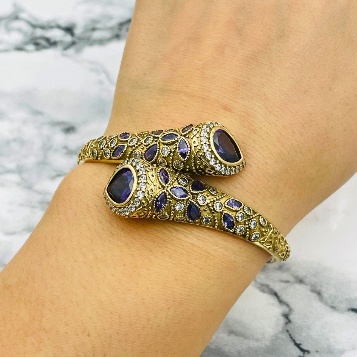 Beyoglu | Silver Amethyst Drop Ottoman Bracelet