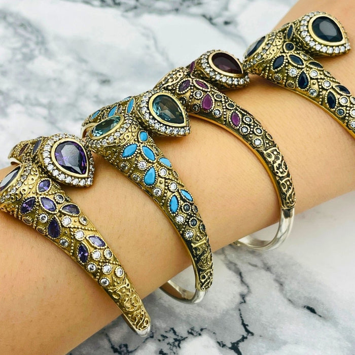 Beyoglu | Silver Amethyst Drop Ottoman Bracelet