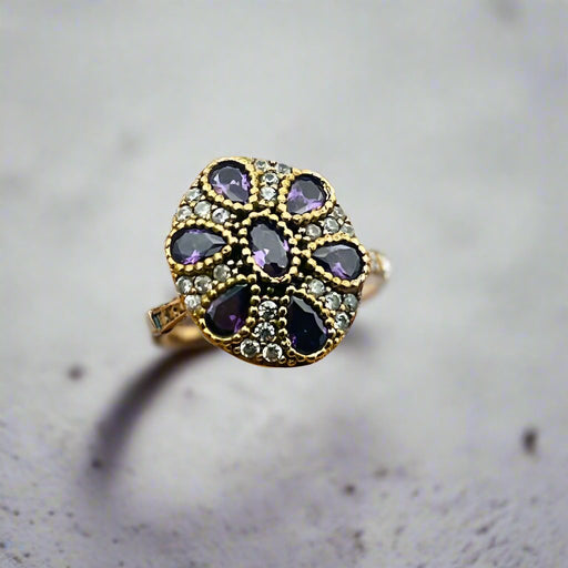 Beyoglu | Silver Amethyst Ottoman Flower Ring