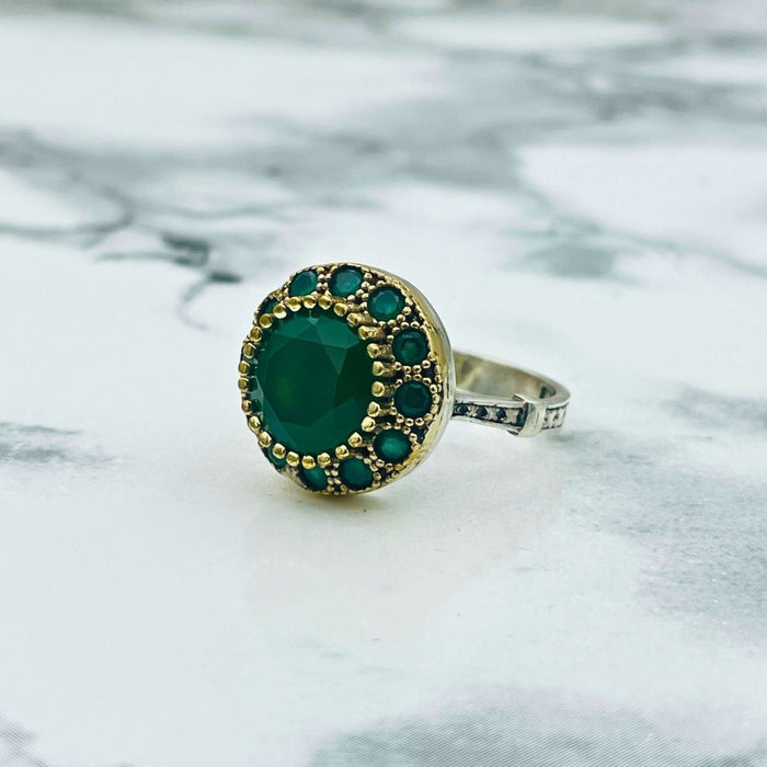 Beyoglu | Silver Emerald 925K Ottoman Ring