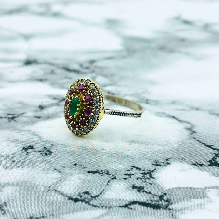 Beyoglu | Silver Emerald Ottoman Ring