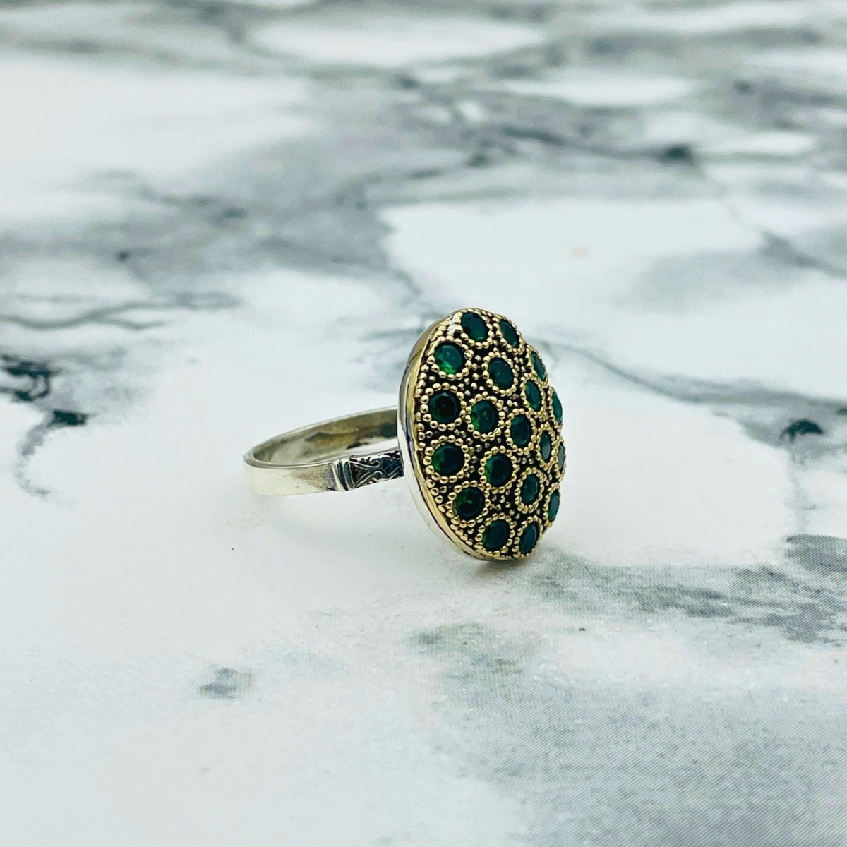 Beyoglu | Silver Emerald Ottoman Ring