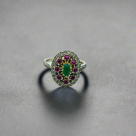 Beyoglu | Silver Emerald Ottoman Ring