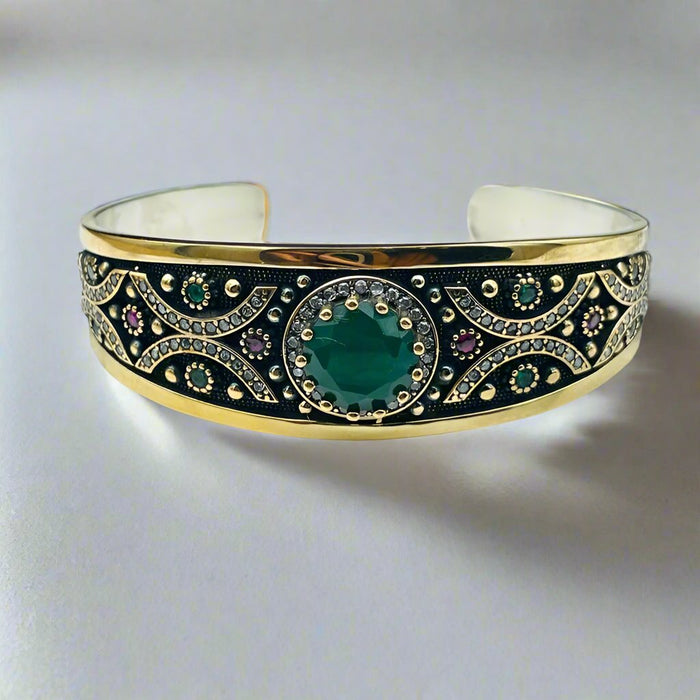 Beyoglu | Silver Paraiba Ottoman Cuff Bracelet