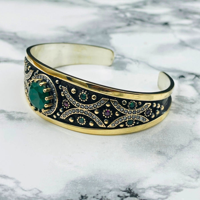 Beyoglu | Silver Paraiba Ottoman Cuff Bracelet