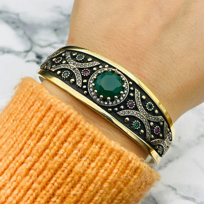 Beyoglu | Silver Paraiba Ottoman Cuff Bracelet