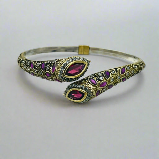 Beyoglu | Silver Ruby Marquise Ottoman Bracelet