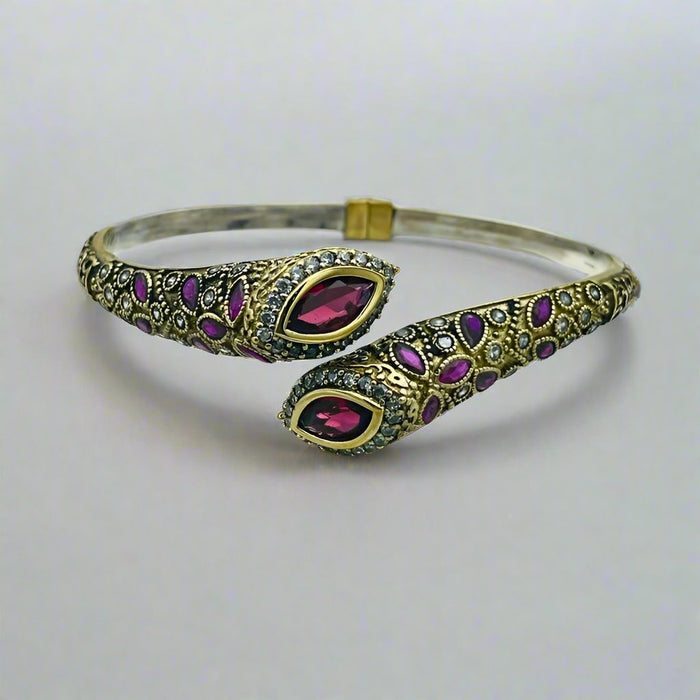 Beyoglu | Silver Ruby Marquise Ottoman Bracelet