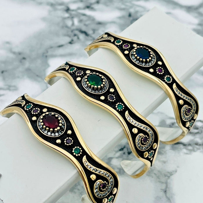 Beyoglu | Silver Ruby Ottoman Cuff Bracelet