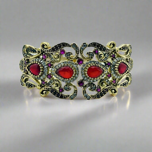 Beyoglu | Silver Ruby Ottoman Cuff Bracelet