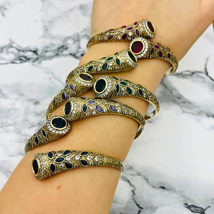 Beyoglu | Silver Ruby Ottoman Stone Bracelet