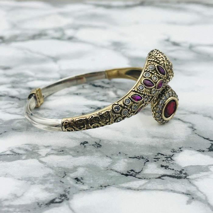 Beyoglu | Silver Ruby Ottoman Stone Bracelet