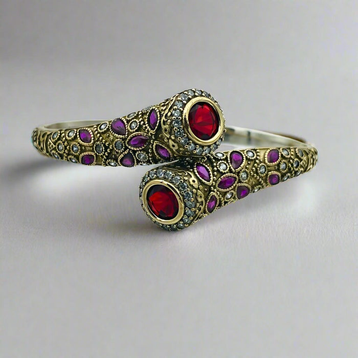 Beyoglu | Silver Ruby Ottoman Stone Bracelet