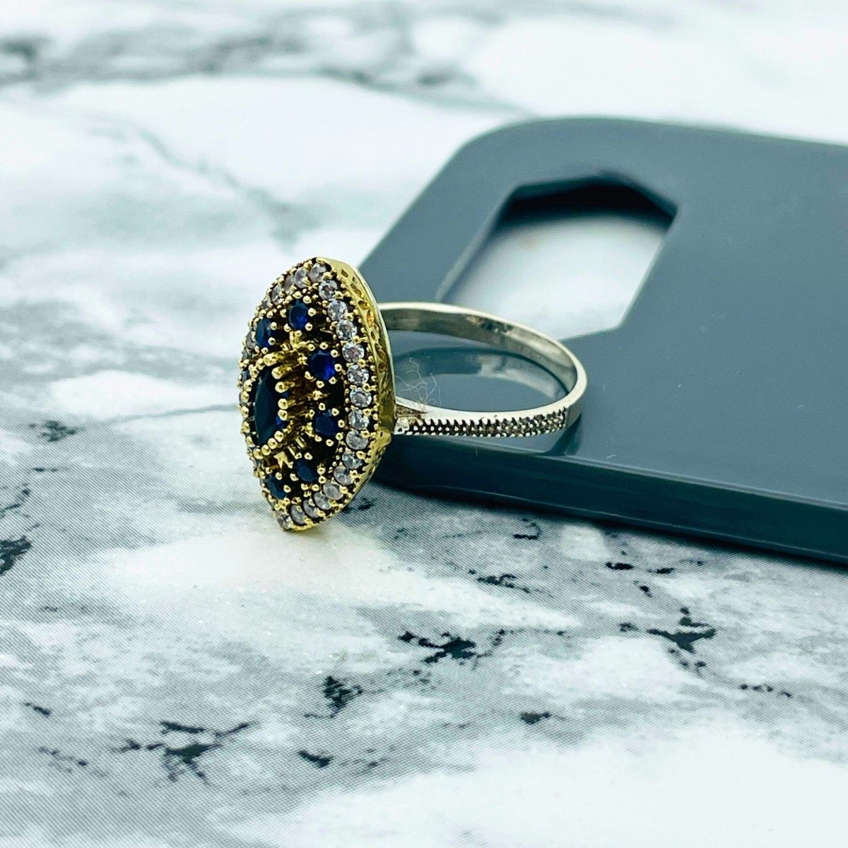 Beyoglu | Silver Sapphire Marquise Ottoman Ring