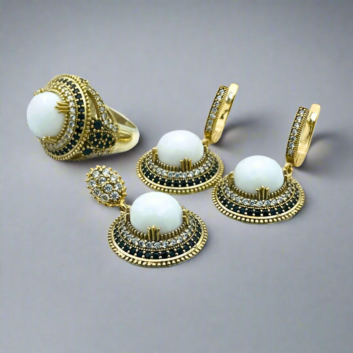 Beyoglu | White Agate Ottoman Style Jewelry Set