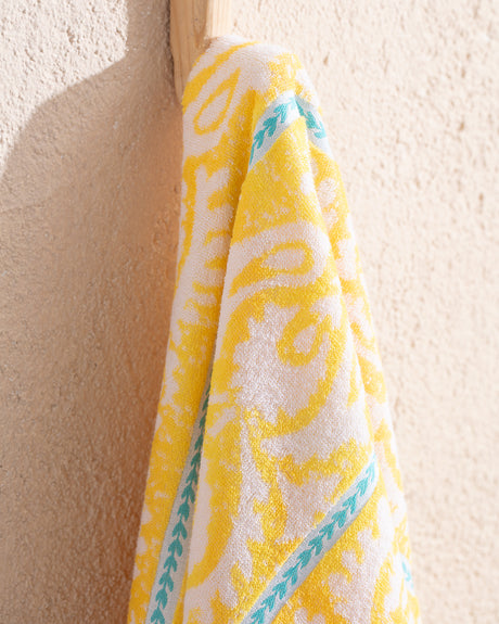 Yellow 100% Cotton Beach Towel - Soft, Absorbent, Quick Dry