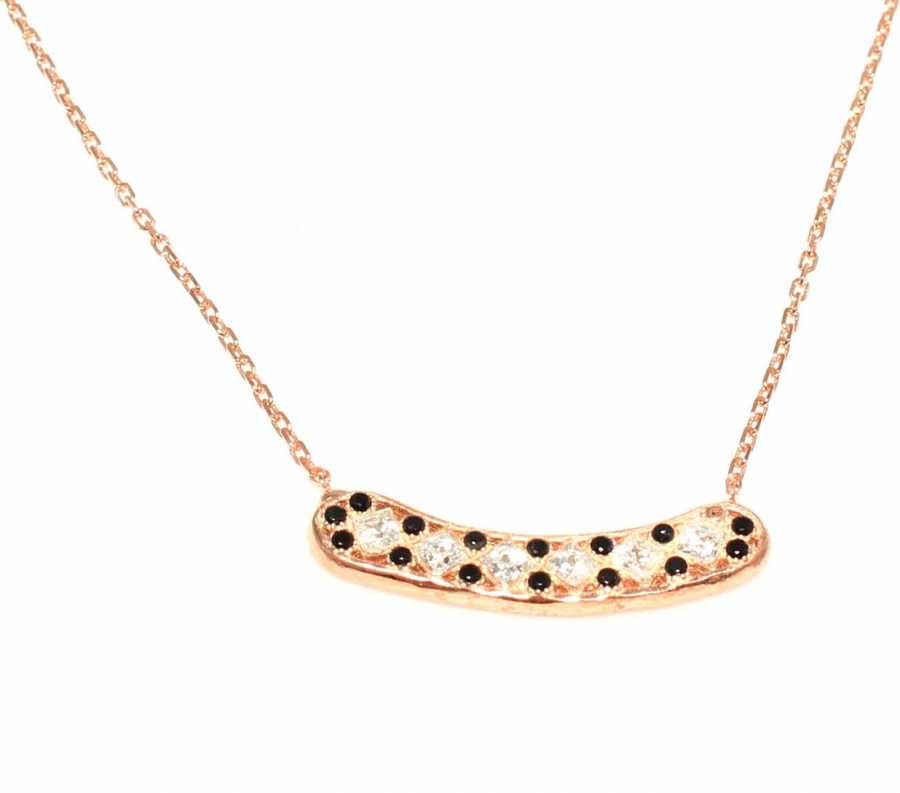 925 Sterling Silver Aurora Pendant Necklace with White & Black Zircon