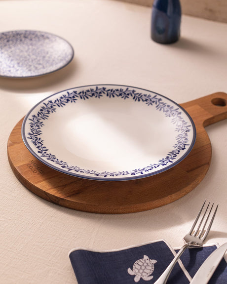 New Bone Serving Plate - Elegant Rêve Bleu Couronne Design