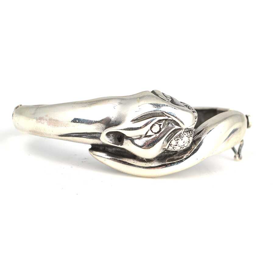 925 Sterling Silver Panther Head Bracelet - Sculptural & Bold Statement