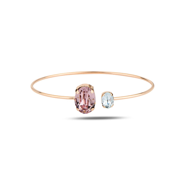 925 Sterling Silver Open Cuff Bracelet - Oval Swarovski