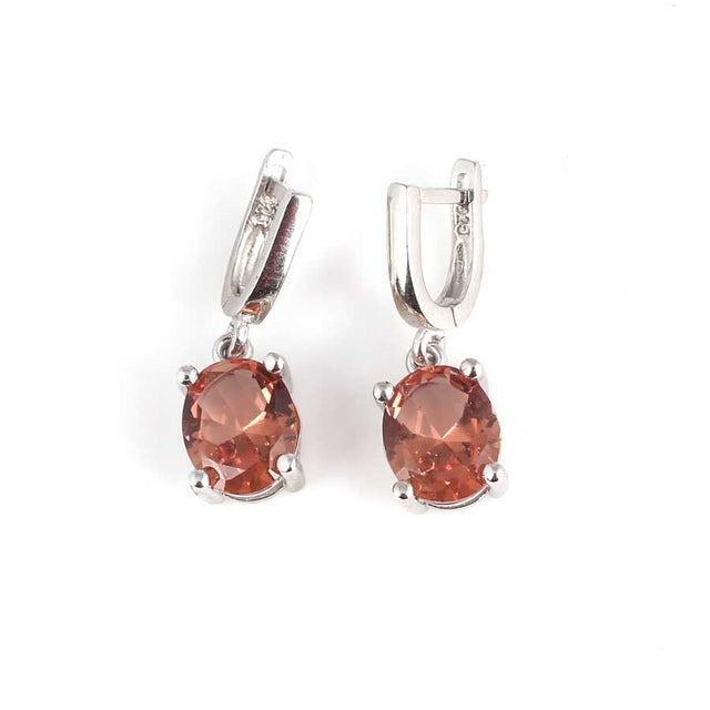 Sterling Silver Oval Zultanite Halo Dangle Earrings