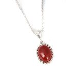 925 Sterling Silver Oval Agate Necklace - Timeless Gemstone Pendant