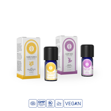 Ylang Ylang & Clary Sage Essential Oil Set - 2-Pack for Women's Wellness