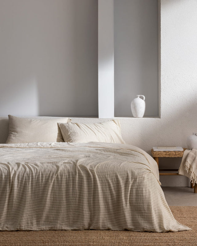 100% Cotton Muslin Fitted Duvet Cover Set - King Size Comfort