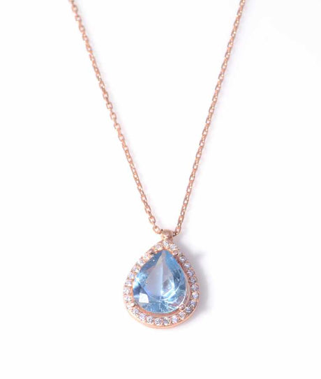 Professional Sterling Silver Aquamarine Drop Necklace