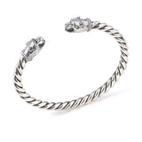 925 Sterling Silver Men's Bracelet - Bear Head Twisted Cuff