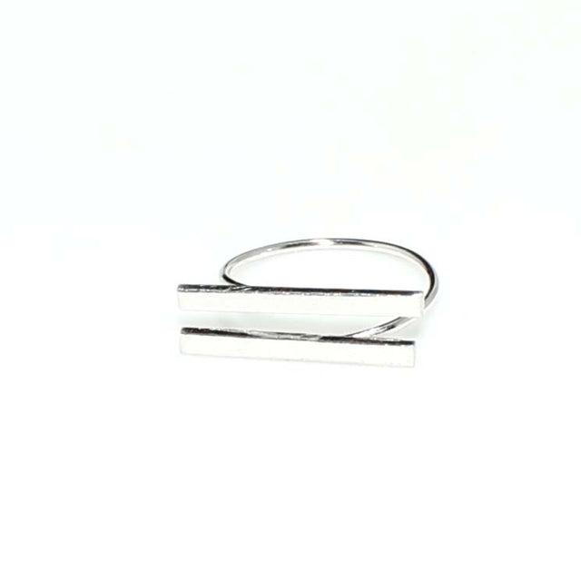 Sterling Silver Double Bar Ring - Adjustable & Modern Minimalist