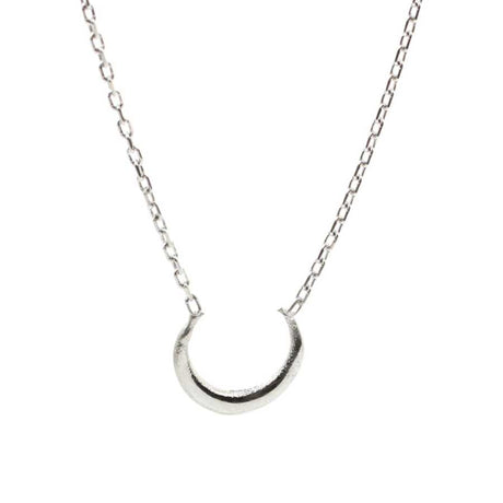 Sterling Silver Tiny Half Moon Pendant Necklace