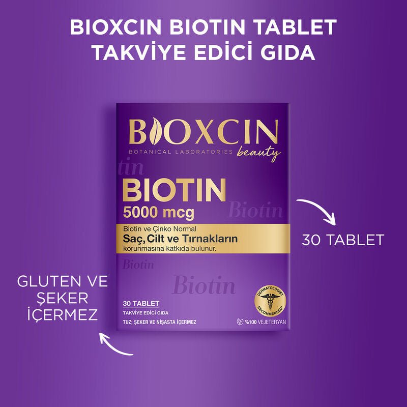 Biotin 5000mcg + Zinc - Hair, Skin & Nail Support Tablets - TryAladdin