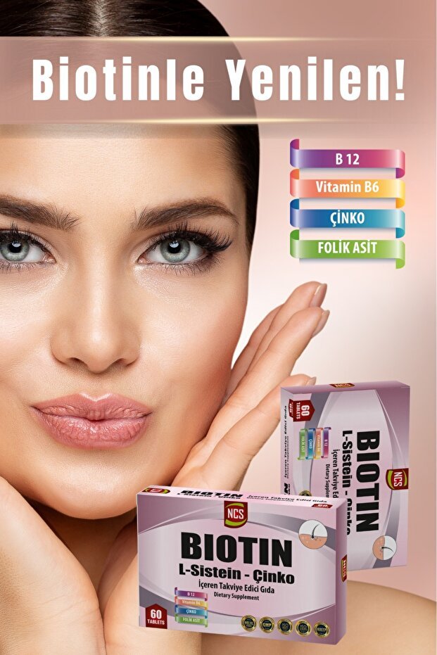 Biotin L - Cysteine & Zinc Complex - 60 Tablets for Hair & Skin - TryAladdin